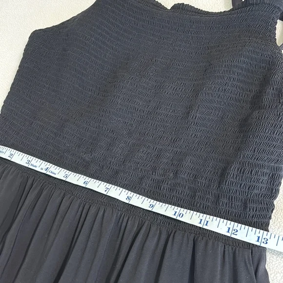 Old Navy Black Cami Dress Elastic Ruching Adjustable Straps Skirt Size Medium - Picture 5 of 7